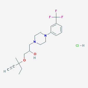 molecular formula C20H28ClF3N2O2 B2449261 1-((3-Methylpent-1-yn-3-yl)oxy)-3-(4-(3-(trifluoromethyl)phenyl)piperazin-1-yl)propan-2-ol hydrochloride CAS No. 1185144-05-1