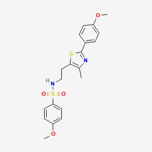 molecular formula C20H22N2O4S2 B2449265 4-methoxy-N-[2-[2-(4-methoxyphenyl)-4-methyl-1,3-thiazol-5-yl]ethyl]benzenesulfonamide CAS No. 873010-15-2