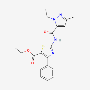 molecular formula C19H20N4O3S B2449268 ethyl 2-(1-ethyl-3-methyl-1H-pyrazole-5-amido)-4-phenyl-1,3-thiazole-5-carboxylate CAS No. 1171607-05-8
