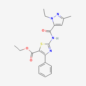 molecular formula C19H20N4O3S B2449268 ethyl 2-(1-ethyl-3-methyl-1H-pyrazole-5-carboxamido)-4-phenylthiazole-5-carboxylate CAS No. 1171607-05-8