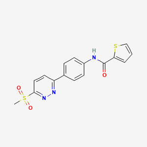 molecular formula C16H13N3O3S2 B2449280 N-(4-(6-(methylsulfonyl)pyridazin-3-yl)phenyl)thiophene-2-carboxamide CAS No. 921838-99-5