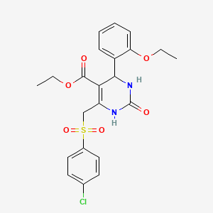 molecular formula C22H23ClN2O6S B2449287 Ethyl 6-[(4-chlorobenzenesulfonyl)methyl]-4-(2-ethoxyphenyl)-2-oxo-1,2,3,4-tetrahydropyrimidine-5-carboxylate CAS No. 866590-69-4