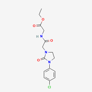 molecular formula C15H18ClN3O4 B2449297 Ethyl 2-(2-(3-(4-chlorophenyl)-2-oxoimidazolidin-1-yl)acetamido)acetate CAS No. 1324347-87-6