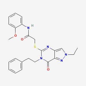 2-{[2-ethyl-7-oxo-6-(2-phenylethyl)-6,7-dihydro-2H-pyrazolo[4,3-d]pyrimidin-5-yl]sulfanyl}-N-(2-methoxyphenyl)acetamide