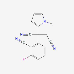 molecular formula C16H11FN4 B2449320 2-(2-氰基-3-氟苯基)-2-(1-甲基-1H-吡咯-2-基)琥珀酰腈 CAS No. 400076-77-9