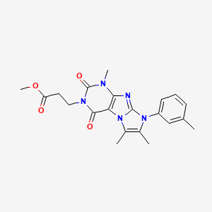 molecular formula C21H23N5O4 B2449327 Methyl 3-[1,6,7-trimethyl-8-(3-methylphenyl)-2,4-dioxo-1,3,5-trihydro-4-imidaz olino[1,2-h]purin-3-yl]propanoate CAS No. 887455-99-4