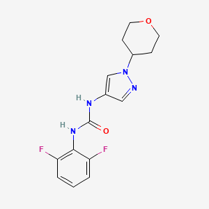 molecular formula C15H16F2N4O2 B2449329 1-(2,6-difluorophenyl)-3-(1-(tetrahydro-2H-pyran-4-yl)-1H-pyrazol-4-yl)urea CAS No. 1797552-14-7