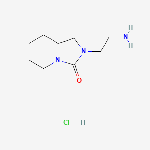 molecular formula C9H18ClN3O B2449330 2-(2-Aminoethyl)-octahydroimidazolidino[1,5-a]pyridin-3-one hydrochloride CAS No. 1989672-00-5