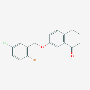 molecular formula C17H14BrClO2 B2449357 7-((2-Bromo-5-chlorobenzyl)oxy)-3,4-dihydronaphthalen-1(2H)-one CAS No. 1378388-19-2