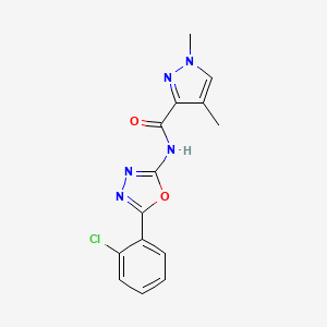 molecular formula C14H12ClN5O2 B2449379 N-(5-(2-chlorophenyl)-1,3,4-oxadiazol-2-yl)-1,4-dimethyl-1H-pyrazole-3-carboxamide CAS No. 1203264-20-3