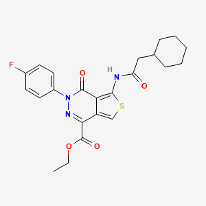 molecular formula C23H24FN3O4S B2449381 Ethyl 5-(2-cyclohexylacetamido)-3-(4-fluorophenyl)-4-oxo-3,4-dihydrothieno[3,4-d]pyridazine-1-carboxylate CAS No. 851948-93-1