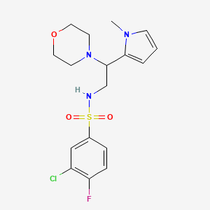 molecular formula C17H21ClFN3O3S B2449382 3-chloro-4-fluoro-N-(2-(1-methyl-1H-pyrrol-2-yl)-2-morpholinoethyl)benzenesulfonamide CAS No. 1049369-91-6