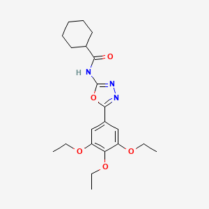 molecular formula C21H29N3O5 B2449385 N-(5-(3,4,5-triethoxyphenyl)-1,3,4-oxadiazol-2-yl)cyclohexanecarboxamide CAS No. 891126-37-7