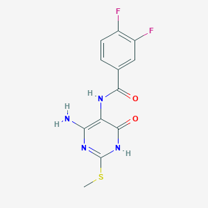 molecular formula C12H10F2N4O2S B2449386 N-(4-amino-2-(methylthio)-6-oxo-1,6-dihydropyrimidin-5-yl)-3,4-difluorobenzamide CAS No. 888423-97-0