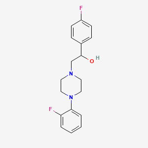 molecular formula C18H20F2N2O B2449387 1-(4-Fluorophenyl)-2-[4-(2-fluorophenyl)piperazino]-1-ethanol CAS No. 400075-55-0