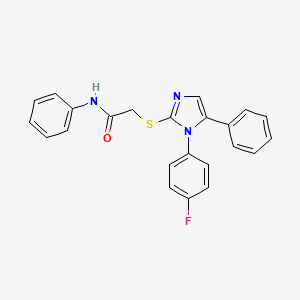 molecular formula C23H18FN3OS B2449399 2-((1-(4-fluorophenyl)-5-phenyl-1H-imidazol-2-yl)thio)-N-phenylacetamide CAS No. 1207046-20-5