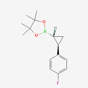 molecular formula C15H20BFO2 B2449410 2-[(1R,2R)-2-(4-fluorophenyl)cyclopropyl]-4,4,5,5-tetramethyl-1,3,2-dioxaborolane CAS No. 2066512-85-2