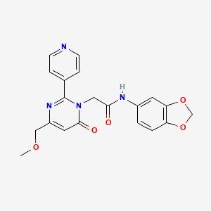 molecular formula C20H18N4O5 B2449432 N-(2H-1,3-benzodioxol-5-yl)-2-[4-(methoxymethyl)-6-oxo-2-(pyridin-4-yl)-1,6-dihydropyrimidin-1-yl]acetamide CAS No. 1421483-38-6