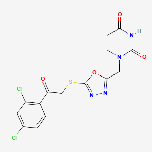 1-((5-((2-(2,4-dichlorophenyl)-2-oxoethyl)thio)-1,3,4-oxadiazol-2-yl)methyl)pyrimidine-2,4(1H,3H)-dione