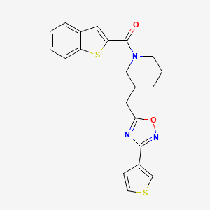 Benzo[b]thiophen-2-yl(3-((3-(thiophen-3-yl)-1,2,4-oxadiazol-5-yl)methyl)piperidin-1-yl)methanone