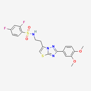 molecular formula C20H18F2N4O4S2 B2449478 N-{2-[2-(3,4-dimethoxyphenyl)-[1,2,4]triazolo[3,2-b][1,3]thiazol-6-yl]ethyl}-2,4-difluorobenzene-1-sulfonamide CAS No. 895449-53-3