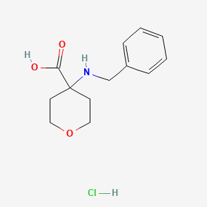 molecular formula C13H18ClNO3 B2449485 4-benzylamino-tetrahydropyran-4-carboxylic acid HCl CAS No. 2248325-40-6