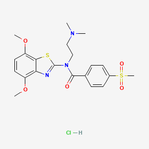 molecular formula C21H26ClN3O5S2 B2449505 N-(4,7-dimethoxybenzo[d]thiazol-2-yl)-N-(2-(dimethylamino)ethyl)-4-(methylsulfonyl)benzamide hydrochloride CAS No. 1216461-73-2