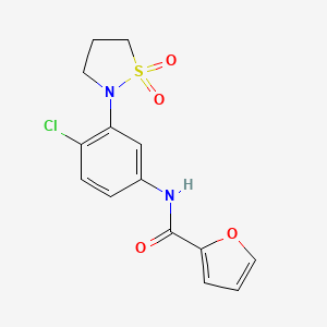 molecular formula C14H13ClN2O4S B2449526 N-(4-chloro-3-(1,1-dioxidoisothiazolidin-2-yl)phenyl)furan-2-carboxamide CAS No. 941994-67-8