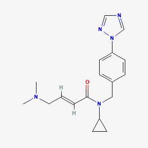 molecular formula C18H23N5O B2449531 (E)-N-Cyclopropyl-4-(dimethylamino)-N-[[4-(1,2,4-triazol-1-yl)phenyl]methyl]but-2-enamide CAS No. 2411332-51-7