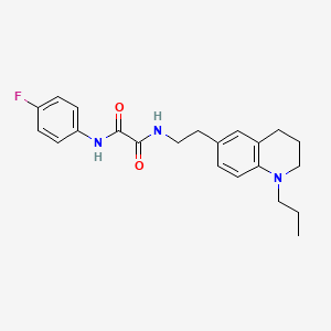 molecular formula C22H26FN3O2 B2449535 N'-(4-fluorophenyl)-N-[2-(1-propyl-1,2,3,4-tetrahydroquinolin-6-yl)ethyl]ethanediamide CAS No. 955594-58-8