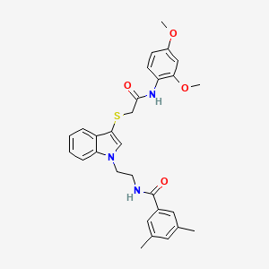 molecular formula C29H31N3O4S B2449546 N-(2-(3-((2-((2,4-dimethoxyphenyl)amino)-2-oxoethyl)thio)-1H-indol-1-yl)ethyl)-3,5-dimethylbenzamide CAS No. 532974-63-3