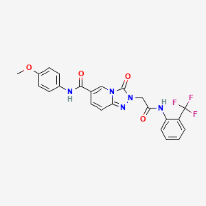 molecular formula C23H18F3N5O4 B2449548 N-(4-methoxyphenyl)-3-oxo-2-({[2-(trifluoromethyl)phenyl]carbamoyl}methyl)-2H,3H-[1,2,4]triazolo[4,3-a]pyridine-6-carboxamide CAS No. 1226438-26-1