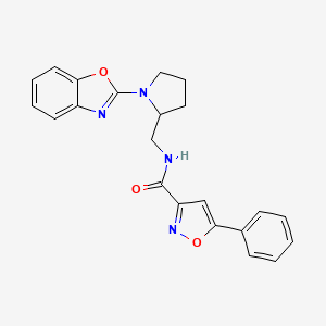 molecular formula C22H20N4O3 B2449549 N-((1-(benzo[d]oxazol-2-yl)pyrrolidin-2-yl)methyl)-5-phenylisoxazole-3-carboxamide CAS No. 1797703-68-4