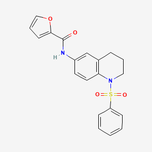 molecular formula C20H18N2O4S B2449563 N-[1-(benzenesulfonyl)-1,2,3,4-tetrahydroquinolin-6-yl]furan-2-carboxamide CAS No. 941929-47-1