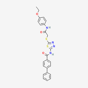 molecular formula C25H22N4O3S2 B2449568 N-(5-((2-((4-ethoxyphenyl)amino)-2-oxoethyl)thio)-1,3,4-thiadiazol-2-yl)-[1,1'-biphenyl]-4-carboxamide CAS No. 393571-63-6