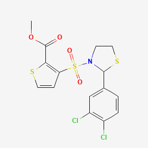 Methyl 3-((2-(3,4-dichlorophenyl)thiazolidin-3-yl)sulfonyl)thiophene-2-carboxylate