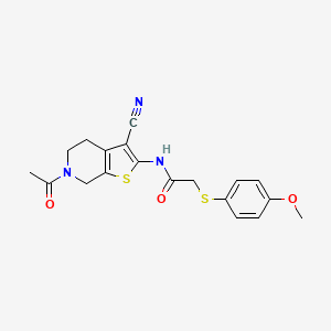N-(6-acetyl-3-cyano-4,5,6,7-tetrahydrothieno[2,3-c]pyridin-2-yl)-2-((4-methoxyphenyl)thio)acetamide