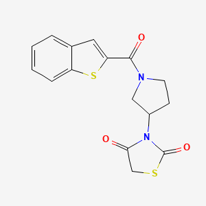 molecular formula C16H14N2O3S2 B2449588 3-(1-(Benzo[b]thiophene-2-carbonyl)pyrrolidin-3-yl)thiazolidine-2,4-dione CAS No. 2034494-54-5