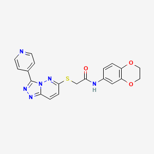 molecular formula C20H16N6O3S B2449591 N-(2,3-dihydrobenzo[b][1,4]dioxin-6-yl)-2-((3-(pyridin-4-yl)-[1,2,4]triazolo[4,3-b]pyridazin-6-yl)thio)acetamide CAS No. 868969-87-3