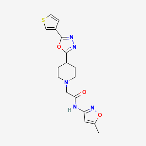 molecular formula C17H19N5O3S B2449611 N-(5-METHYL-1,2-OXAZOL-3-YL)-2-{4-[5-(THIOPHEN-3-YL)-1,3,4-OXADIAZOL-2-YL]PIPERIDIN-1-YL}ACETAMIDE CAS No. 1448064-57-0