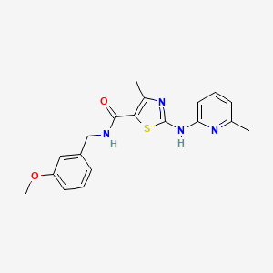 molecular formula C19H20N4O2S B2449612 N-[(3-methoxyphenyl)methyl]-4-methyl-2-[(6-methylpyridin-2-yl)amino]-1,3-thiazole-5-carboxamide CAS No. 1251602-02-4