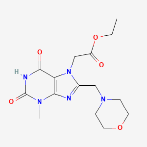 molecular formula C15H21N5O5 B2449616 Ethyl 2-[3-methyl-8-(morpholin-4-ylmethyl)-2,6-dioxopurin-7-yl]acetate CAS No. 847409-40-9