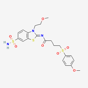 (E)-N-(3-(2-methoxyethyl)-6-sulfamoylbenzo[d]thiazol-2(3H)-ylidene)-4-((4-methoxyphenyl)sulfonyl)butanamide