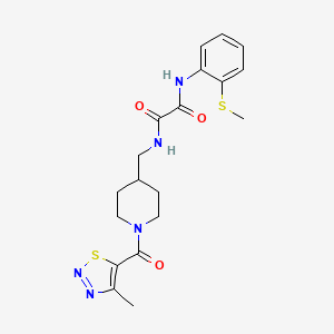 molecular formula C19H23N5O3S2 B2449660 N-{[1-(4-methyl-1,2,3-thiadiazole-5-carbonyl)piperidin-4-yl]methyl}-N'-[2-(methylsulfanyl)phenyl]ethanediamide CAS No. 1324230-06-9