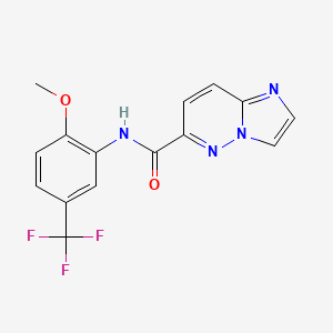 molecular formula C15H11F3N4O2 B2449679 N-[2-methoxy-5-(trifluoromethyl)phenyl]imidazo[1,2-b]pyridazine-6-carboxamide CAS No. 2415603-70-0