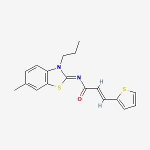 molecular formula C18H18N2OS2 B2449685 (2E,NZ)-N-(6-methyl-3-propylbenzo[d]thiazol-2(3H)-ylidene)-3-(thiophen-2-yl)acrylamide CAS No. 898464-20-5