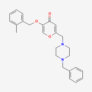 molecular formula C25H28N2O3 B2449719 2-[(4-benzylpiperazin-1-yl)methyl]-5-[(2-methylphenyl)methoxy]-4H-pyran-4-one CAS No. 898441-80-0