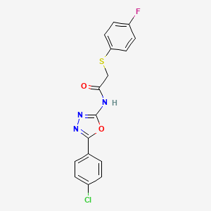 molecular formula C16H11ClFN3O2S B2449730 N-[5-(4-chlorophenyl)-1,3,4-oxadiazol-2-yl]-2-[(4-fluorophenyl)sulfanyl]acetamide CAS No. 896019-38-8