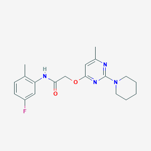 molecular formula C19H23FN4O2 B2449742 N-(5-fluoro-2-methylphenyl)-2-{[6-methyl-2-(piperidin-1-yl)pyrimidin-4-yl]oxy}acetamide CAS No. 1226443-33-9