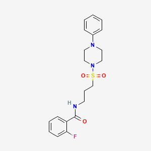 molecular formula C20H24FN3O3S B2449744 2-fluoro-N-(3-((4-phenylpiperazin-1-yl)sulfonyl)propyl)benzamide CAS No. 1021074-47-4